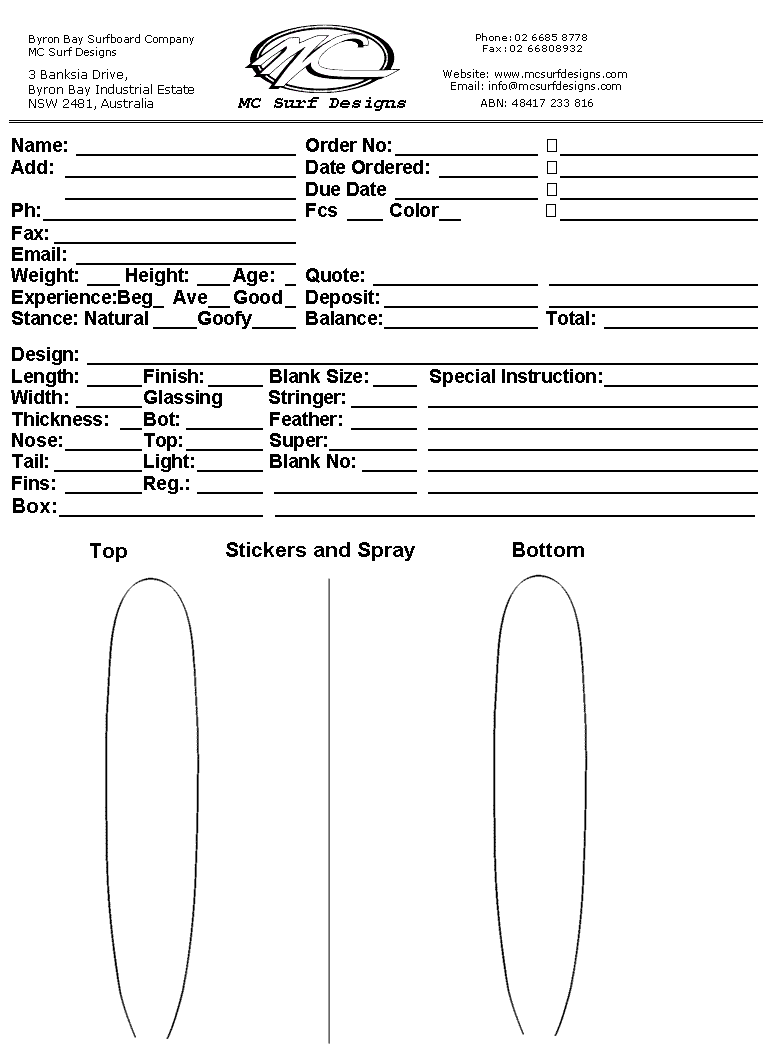 custom orders mc surf