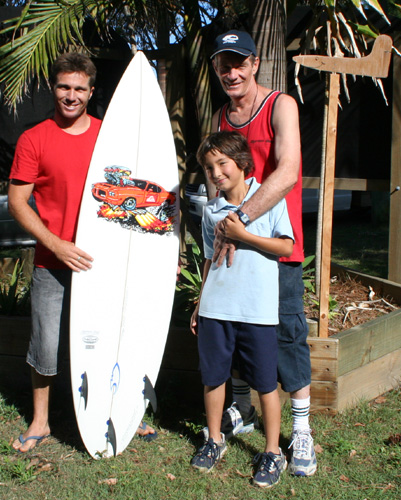 Willsy with his new board with car pic